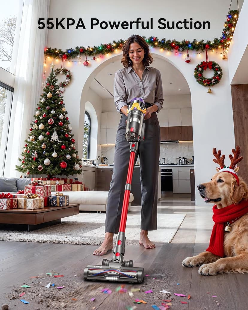Cordless Vacuum Cleaner, Upgraded 55KPA 650W 70Mins Stick Vacuum with Hurricane Mode, Self-Standing, Touch Screen, 1.8L Dust Cup, Anti-tangle Wireless Vacumm, Vacuum Cleaners for Home/Pet Hair/Carpets
