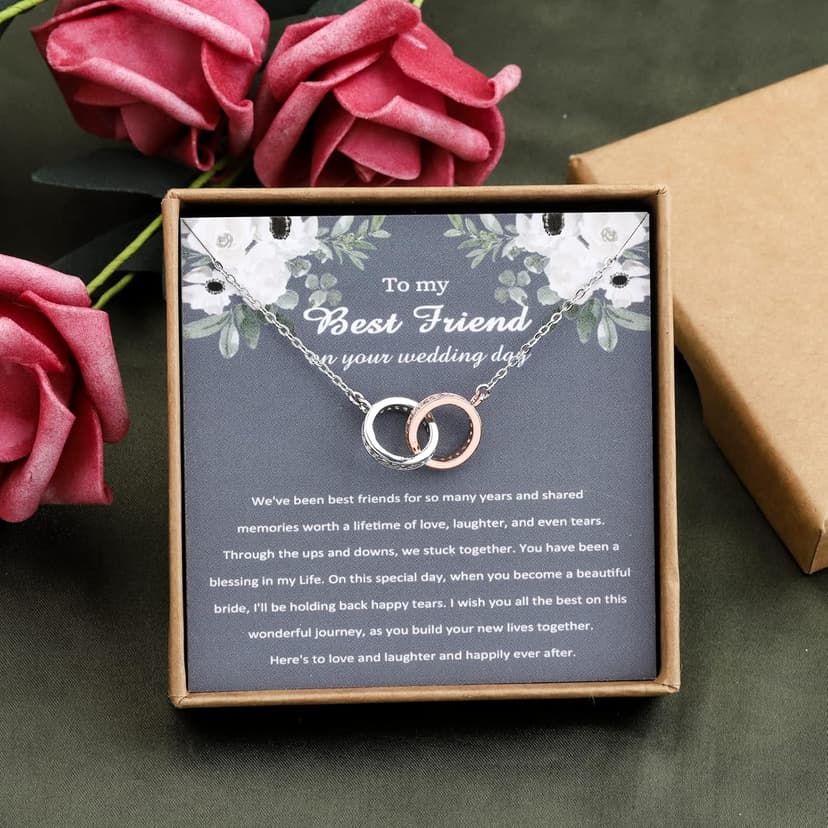 OKEYCH Best Friend Gift to Bride Necklace, Maid of Honor Bride Gift On Her Wedding Day