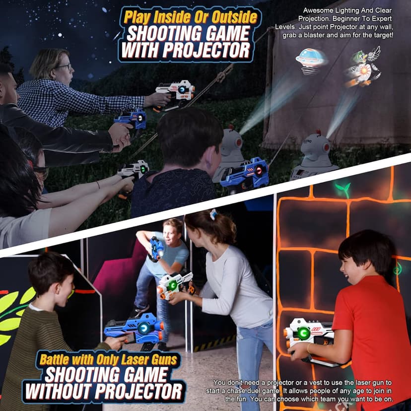 Laser Tag, 2 Lazer Toy Gun of Projector with Digital LED Score Display, Gifts for Kids, Teens, Adults, Shooting Battle Games with 3 Targets, Birthday Gift Toys for 6 7 8 9 10 11 12+Year Old Boys Girls