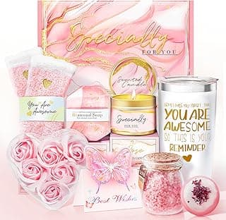 Gifts for Women, Birthday Gifts for Women, Happy Birthday Gifts Basket for Women, Rose Relaxing Spa Gifts Basket for Best Friends Female Sister Mom Wife Her Girlfriend Coworker Bestie