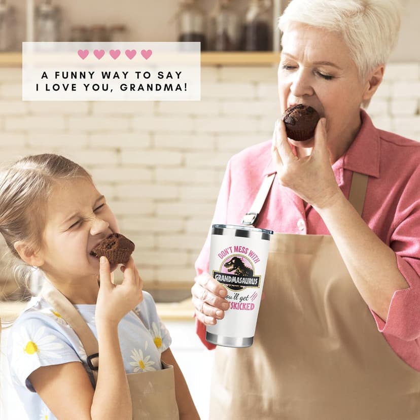 Grandma Gifts - Birthday Gifts for Grandma - Mothers Day, Christmas Gift Ideas for Grandmother from Grandchildren, Granddaughter, Grandson, Grandkids - 20 Oz Stainless Steel Tumbler