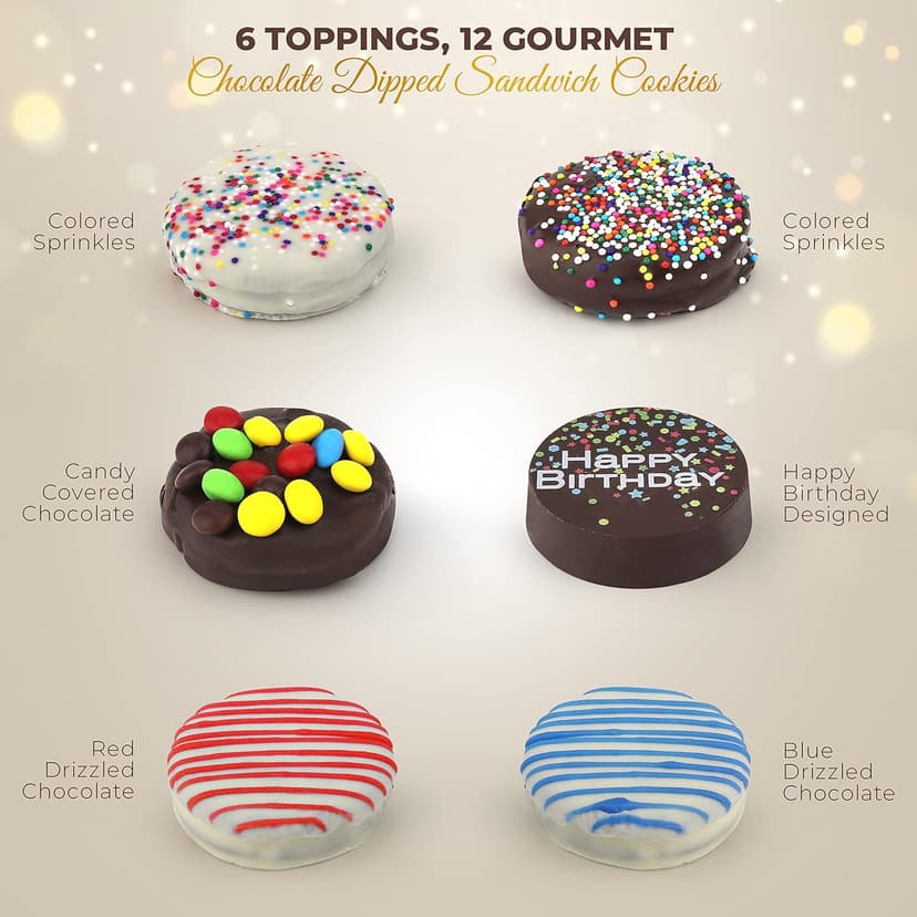 Birthday Cookies Gift Basket for Men and Women – Gourmet Chocolate Cookies, Happy Birthday treats for Food Gifts by Empire Delights, 12 Count Chocolate Gift Box