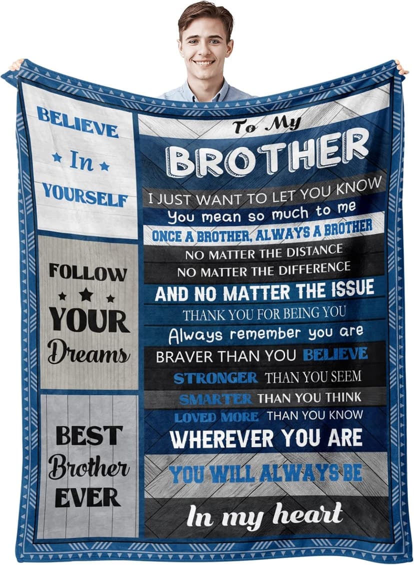 Quilazy Gifts for Brother, Best Brothers Birthday Gifts from Sister, Big Brother Gift for Boy, Cool Christmas Fathers/Valentines Day Graduation Birthday Gift for Adult Brothers Men Blanket 60"X 50"