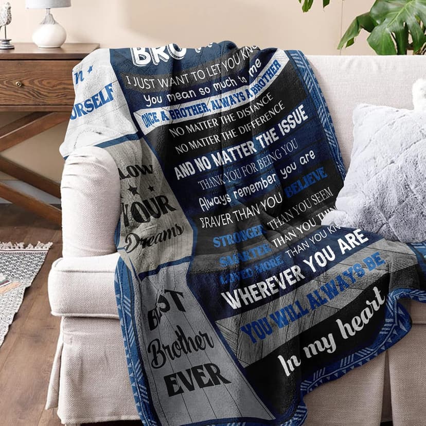 Quilazy Gifts for Brother, Best Brothers Birthday Gifts from Sister, Big Brother Gift for Boy, Cool Christmas Fathers/Valentines Day Graduation Birthday Gift for Adult Brothers Men Blanket 60"X 50"