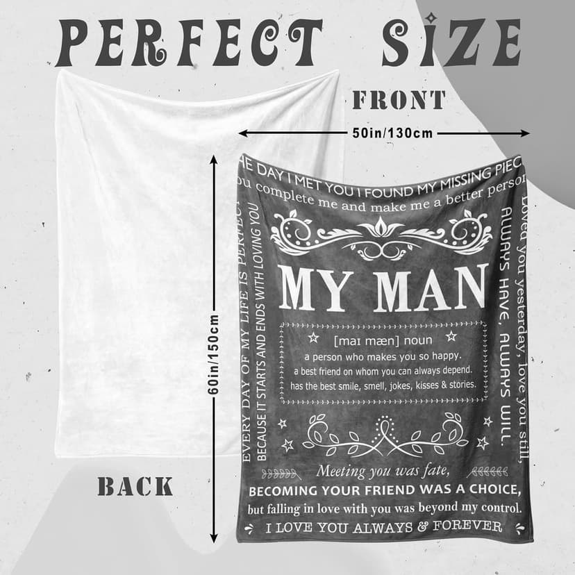 Anniversary Throw Gifts for Him, Gifts for Boyfriend Husband, Husband Boyfriend Blanket 50"X60", Men Birthday Gift Ideas, I Love You Present for Him Soft Throw Blanket