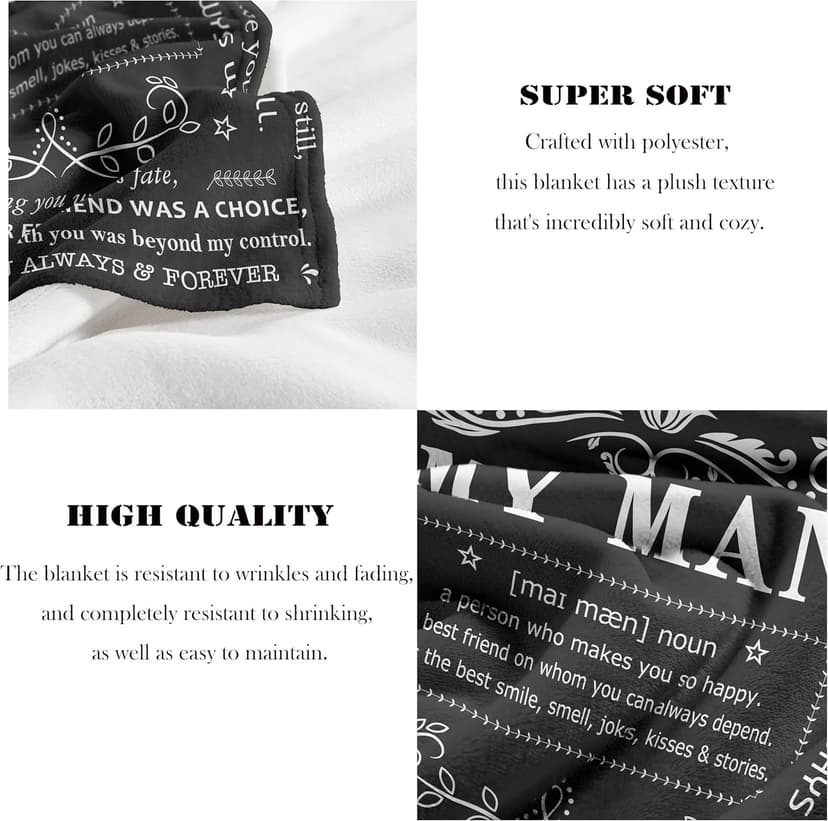 Anniversary Throw Gifts for Him, Gifts for Boyfriend Husband, Husband Boyfriend Blanket 50"X60", Men Birthday Gift Ideas, I Love You Present for Him Soft Throw Blanket