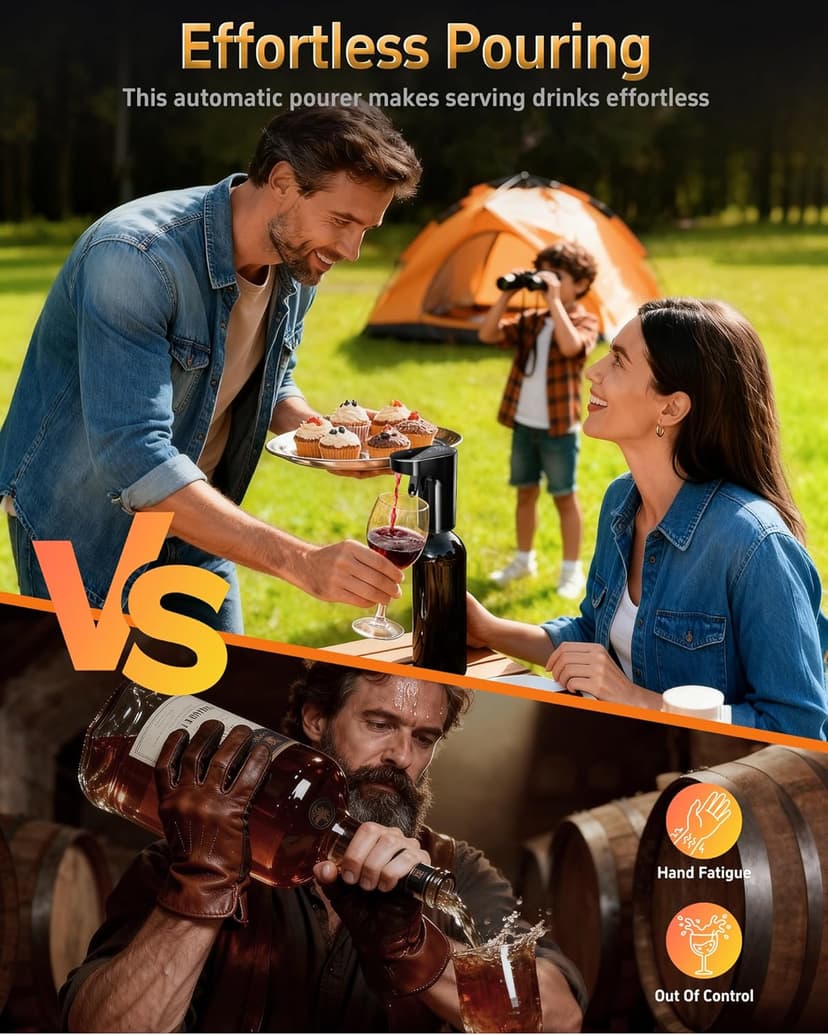 5-in-1 Electric Wine Decanter with Aerator,Digital Alcohol Bottle Dispenser Adjustable Dosing,Smart Whiskey Pourer, Liquor/Spirits Pump Automatic,Nice Gifts for Women Men Mom Dad Husband Boss(Black)