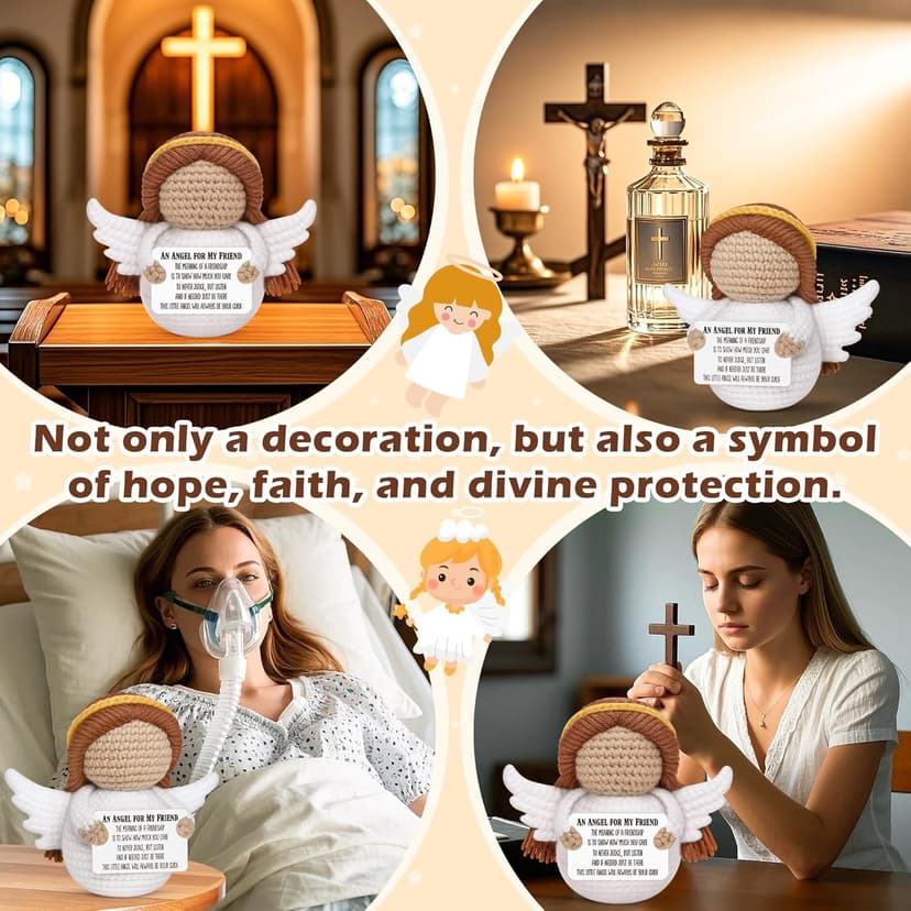 Best Friend Birthday Gifts for Women Men, Christmas Decorations for Bestie BFF Sister, Friendship Gifts for Women Friends Her Him Female Male Boys Girls, Funny Handmade Crochet Angel Stocking Stuffers