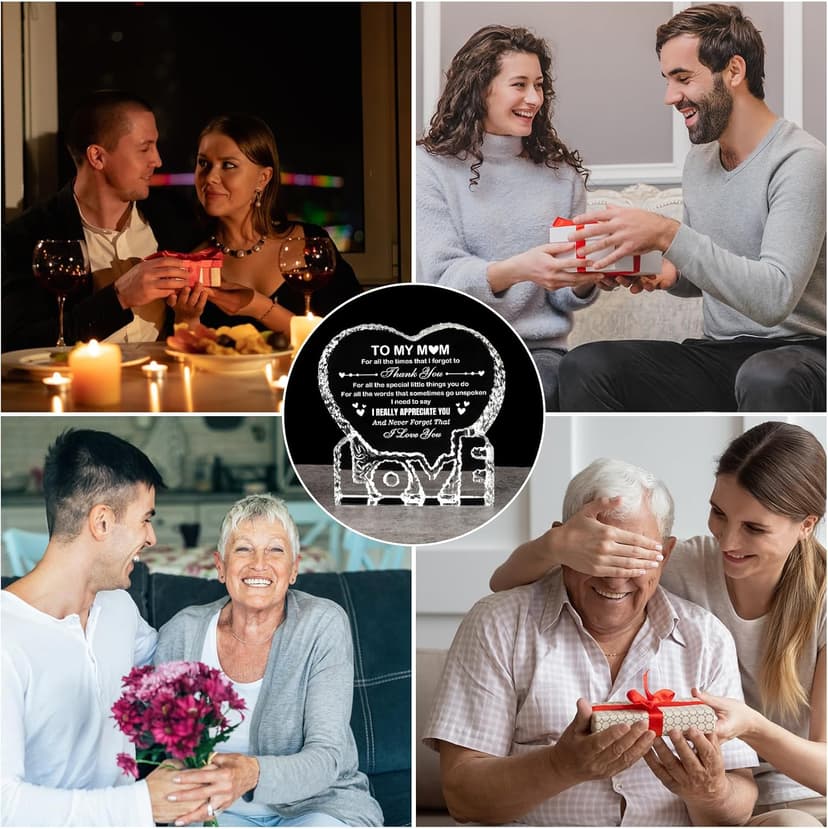 Crystal for Mom, Birthday Gifts for Mom from Daughter Son, K9 Crystal Plaque Keepsake, Best Gift for Mom on Xmas Thanksgiving Anniversary Birthday Mother‘s Day