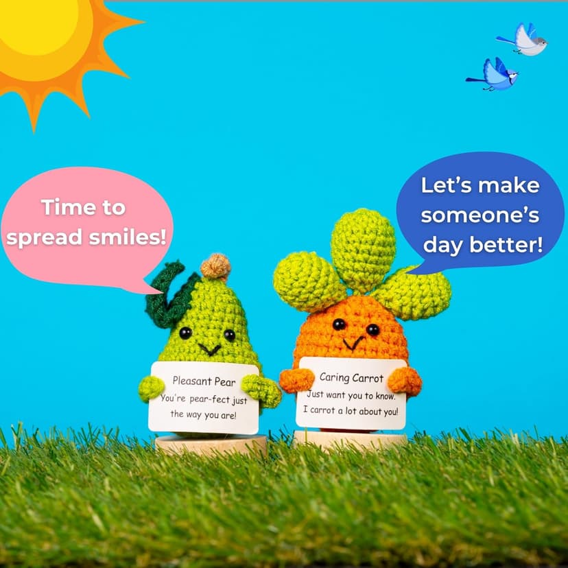 Cheerpal Veggies — Crochet Veggie Pack w/Stand (9 pc) Handmade Crochet Figurines Decor - Desk, Office, Coworker, Friend | Gifts for Women, Teen Girls, Mom, Girlfriend