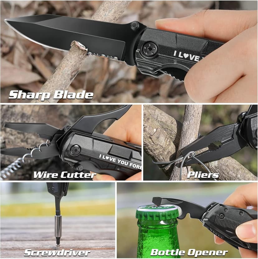 Gifts for Boyfriend Husband,Multitool Pocket Knife "I LOVE YOU",Anniversary Birthday Christmas Valentines Day Gifts for Him,Unique Camping Hunting Cycling Gift Ideas for Men