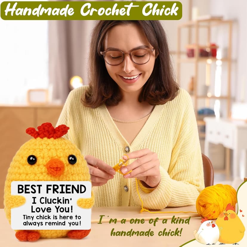 Best Friend Birthday Gifts for Women Friends Graduation Gift Bestie BFF Birthday Gifts I Love You Bestie BFF Friendship Gift Christmas Mothers Day Funny Handmade Crochet Animals Chicken