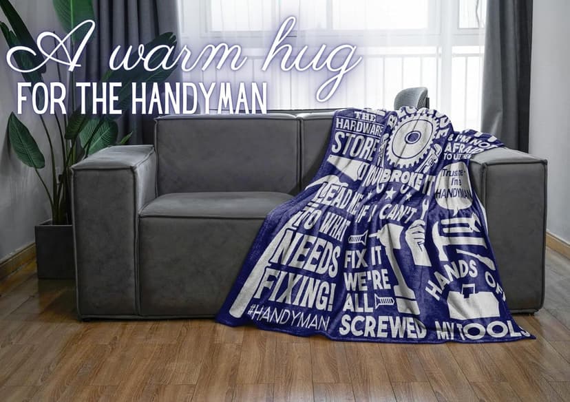 Hanyman Gifts Blanket for Man - 50" x 65" Throw, Flannel Blanket - Birthday Gifts for Handyman - Broke