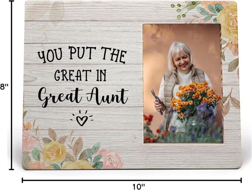 Great Aunt Picture Frame, Mothers Day Gifts for Auntie, Gifts from Niece Nephew, You Put the Great in Greataunt Wood Photo Frame for 4x6 Photos
