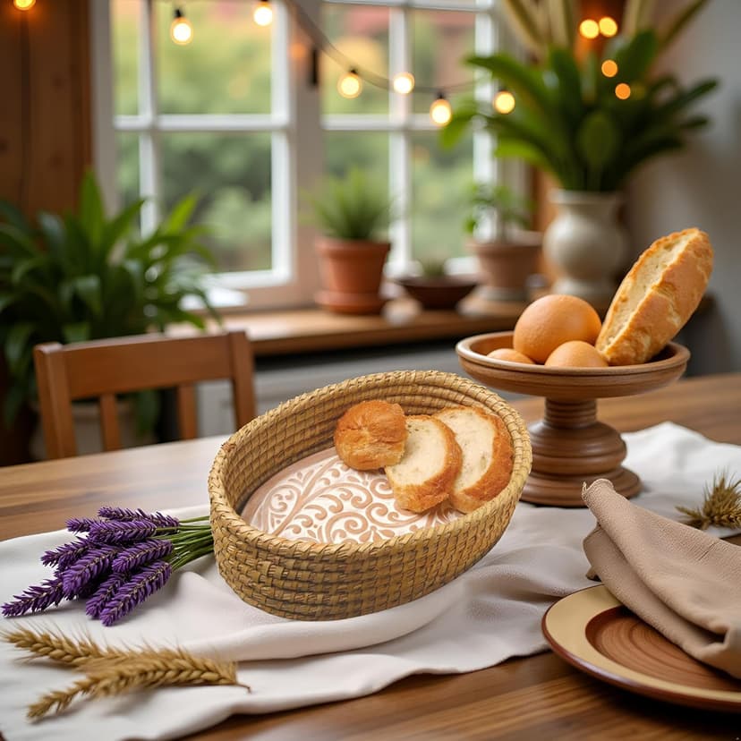 Bread Warmer Basket with Stone - Bread Baskets for Serving Tortilla, Sourdough Maker, House Warming Gifts New Home, Terracotta, Bakers Gift for Kitchen, Women, Men, Birthday, Hostess Farmhouse