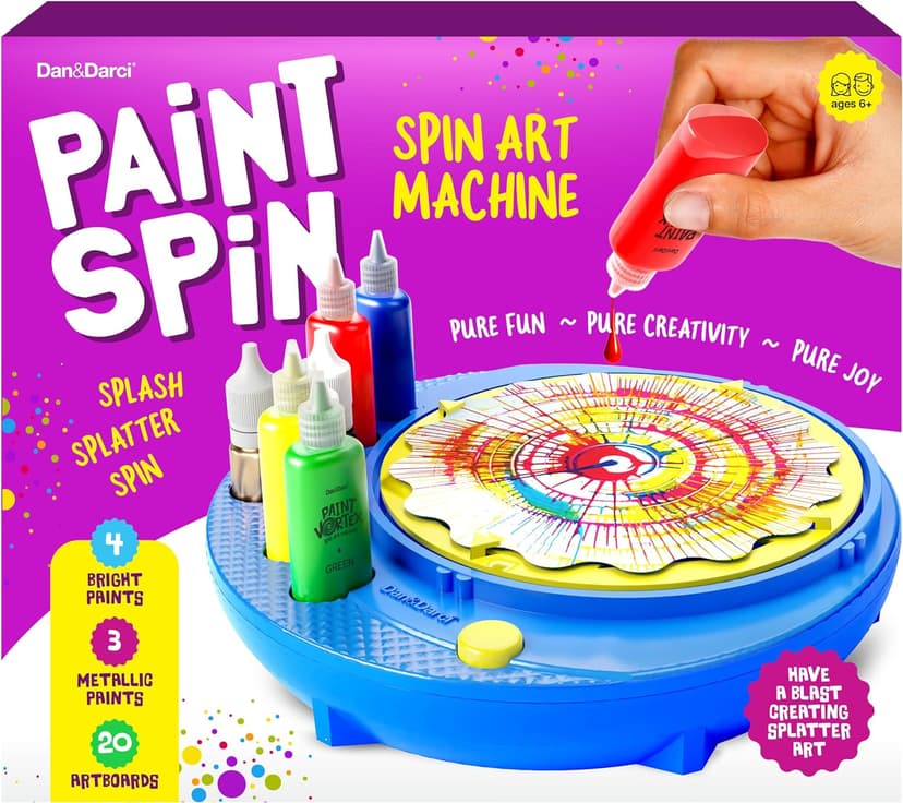 Dan&Darci Paint Spin Art Machine Kit for Kids - Arts & Crafts for Boys & Girls Ages - Art Craft Set Gifts for 6-9 Year Old Boy, Girl - Painting Spinner Toys - Birthday Gift Ideas for Ages 6-12 Years