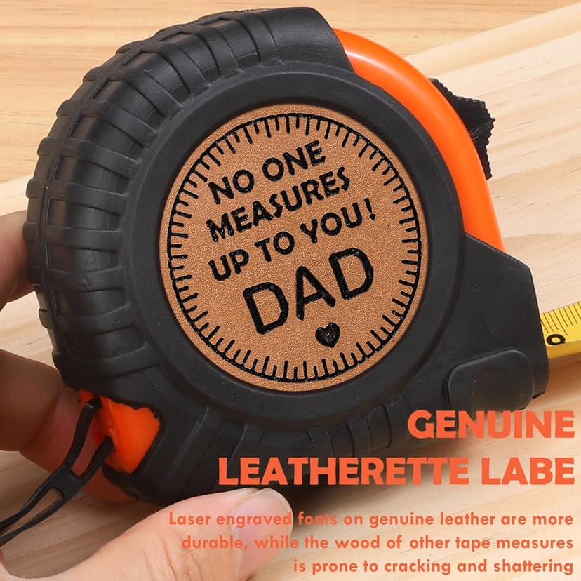 Gifts for Dad Birthday Christmas Dad Gifts from Daughter Son, Xmas New Dad Daddy Father Presents Useful Stuff, Best Dad Ever Gift, Father in Law Gift, Genuine Leather Engraved 25 FT Tape Measure Tools