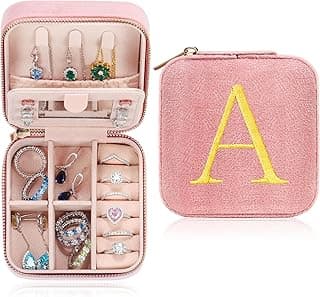 Parima Gifts for Girls - Gifts for Kids, Girl Gift Idea, 6 7 8 9 10 11 12 13 14 15 16 Year Old Girl Birthday Gifts, Teen Girl Gifts Trendy Stuff Travel Jewelry Case Box - Letter A, Pink