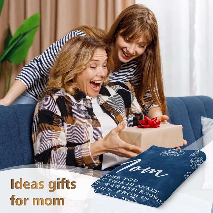 Mom Birthday Gifts, Gifts for Mom Blanket, to My Mother Birthday Gift from Daughter Son, Present for Moms for Christmas 60" x 50", Blue