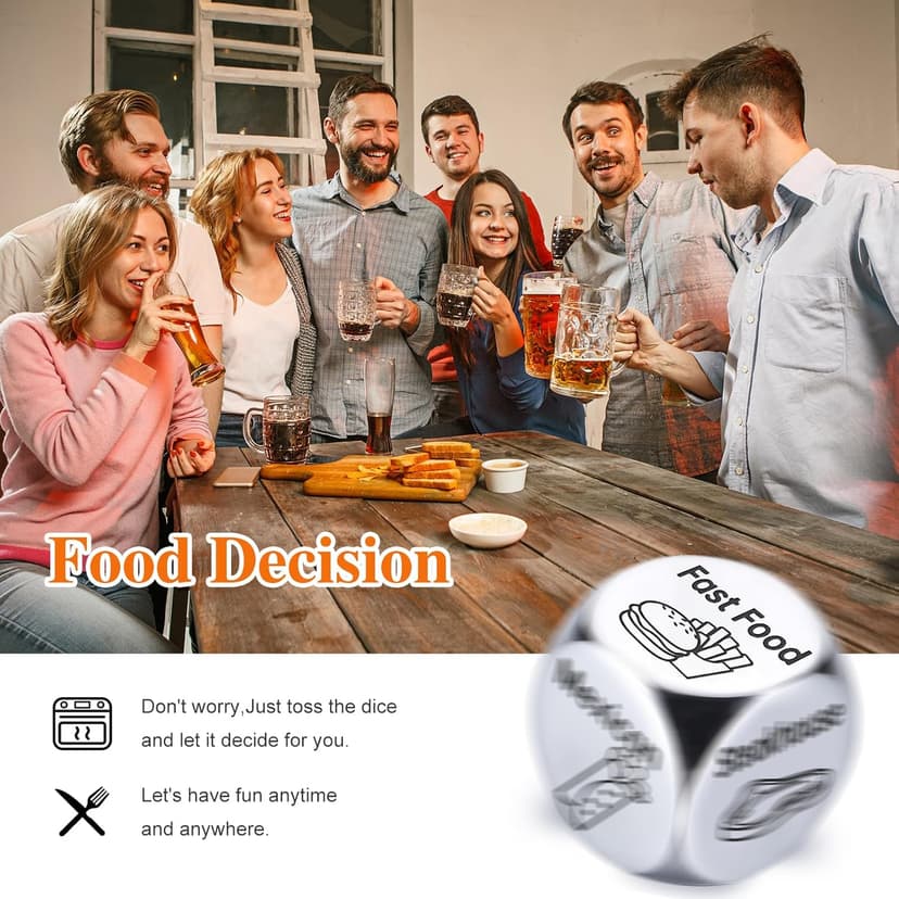 Stocking Stuffers for Men Women Adults: Steel Food Decision Dice Funny Gifts for Him Her Couple Girlfriend Boyfriend Husband Wife Christmas Anniversary Valentines Birthday Wedding Fathers Day