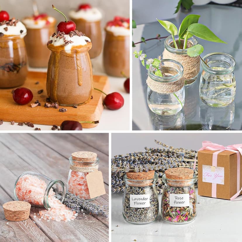 40 Pack Glass Favor Jars with Cork Lid, 3.4 oz Small Glass Bottles for Wedding Favor, Baby Shower, Party Favor, Gift Jars for Candy, Bonus Twine and Labels