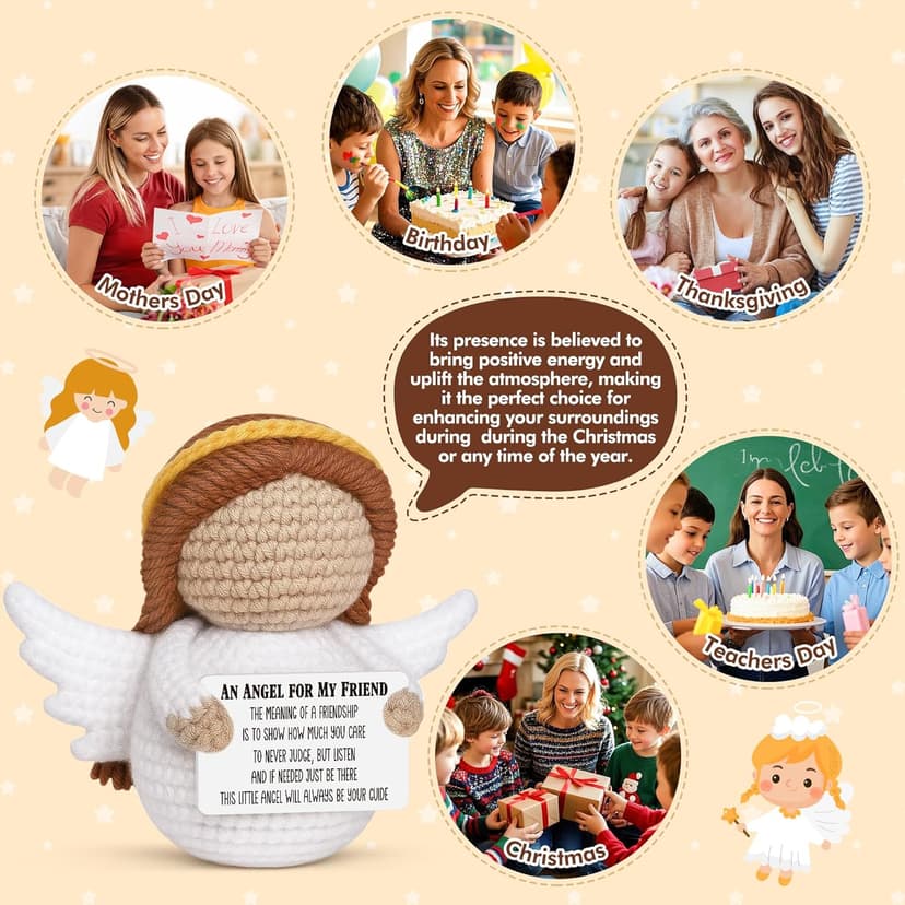 Best Friend Birthday Gifts for Women Men, Christmas Decorations for Bestie BFF Sister, Friendship Gifts for Women Friends Her Him Female Male Boys Girls, Funny Handmade Crochet Angel Stocking Stuffers