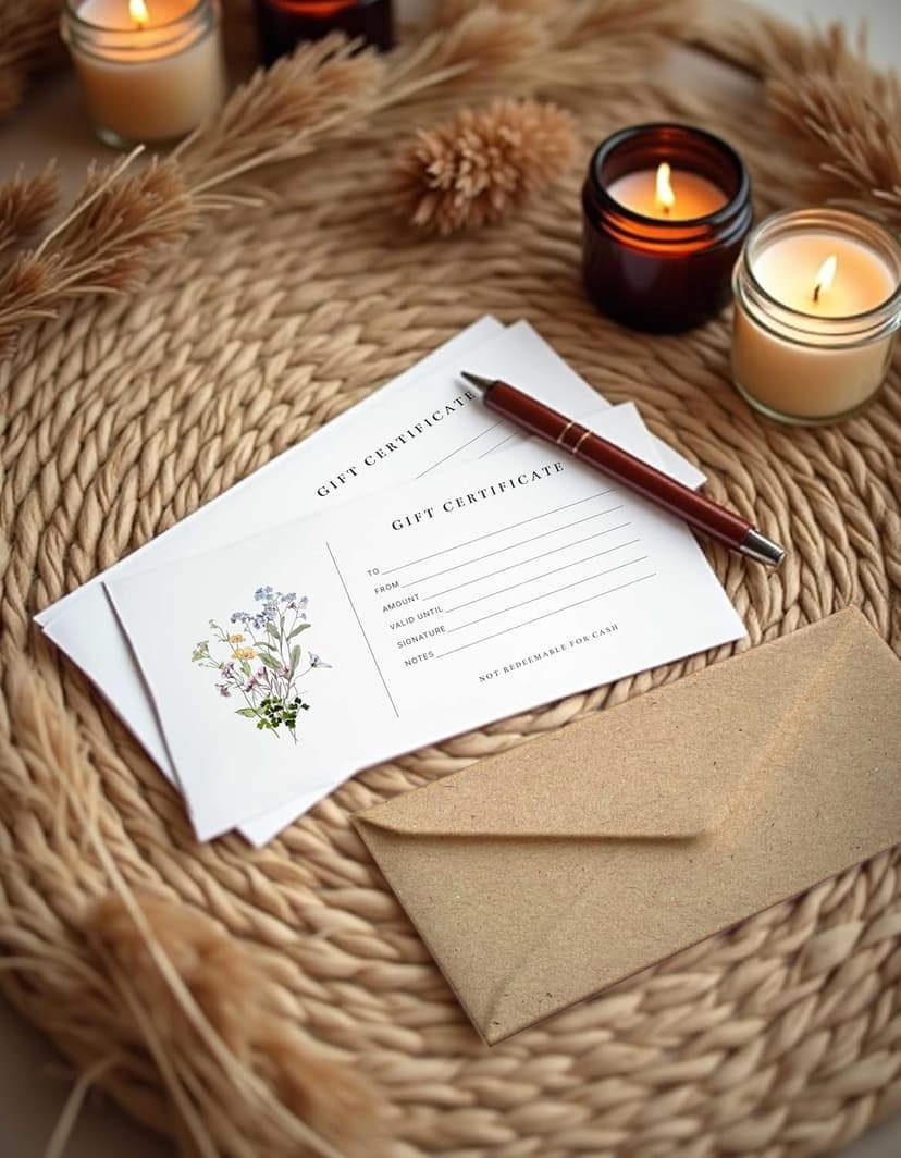 Blank Gift Certificates with Envelopes, 3.5" x 7.25" Blank Gift Certificates for Business, Salon, Spa, Birthday, Mother’s Day or Holiday Gifting, 25 Custom Cards (Floral)