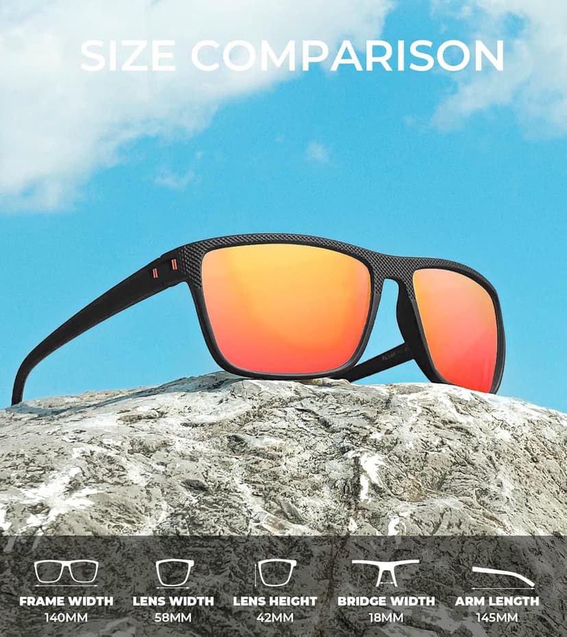 KALIYADI Polarized Sunglasses for Men, Lightweight Sun Glasses with UV Protection for Driving Fishing Golf