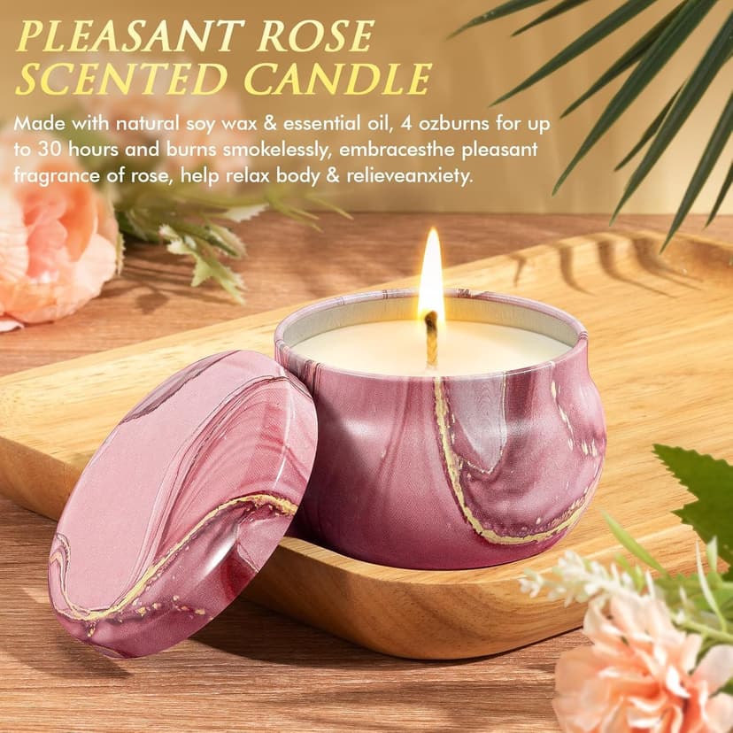 Birthday Gifts for Women Self Care Gifts Get Well Soon Gifts, Rose Relaxing Spa Gifts Basket Care Package w/ Luxury Flannel Blanket 40 oz Tumbler, Mothers Day Gifts for Mom Her Wife Girlfriend Sister