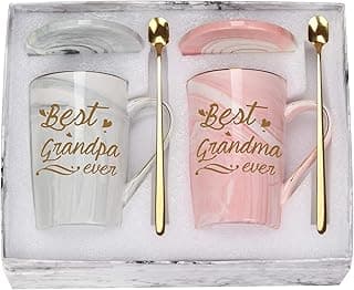 Best Grandma Grandpa Ever Mug Best Grandparents Mugs New Grandparents Mugs Birthday Mothers Day Gifts for Grandma and Grandpa from Granddaughter Grandson Grandchildren Grandkids 14 Ounce Gift Box