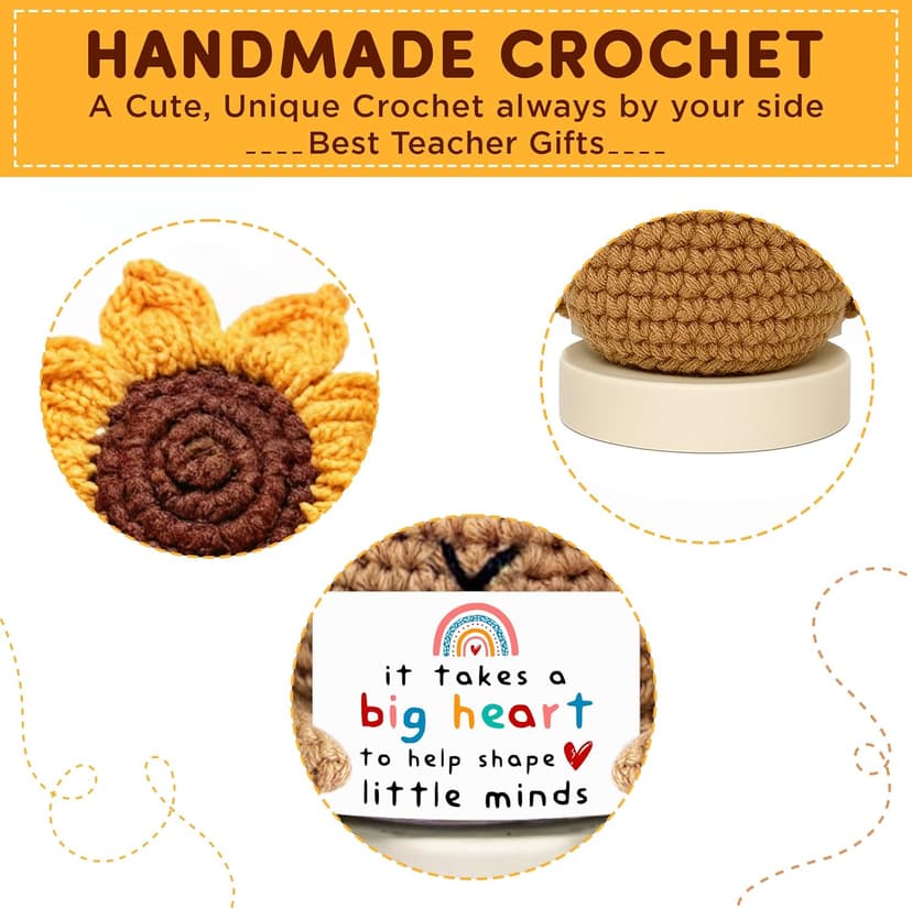 Teacher Gifts for Women, Teacher Gifts for Teachers Appreciation Week, End of Year, Birthday, Back to School - Positive Crochet Sunflower Handmade, Teacher Crochet Gift