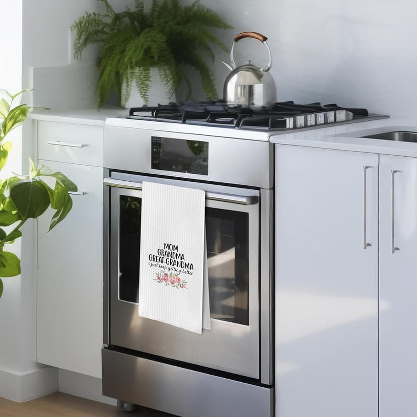 Great Grandma Dish Towels - Great Grandma Gifts Waffle Weave Kitchen Towels, Grandma Hand Towel, Grandma Tea Towel, Grandma Gifts from Grandson Granddaughter (16×24 Inches)