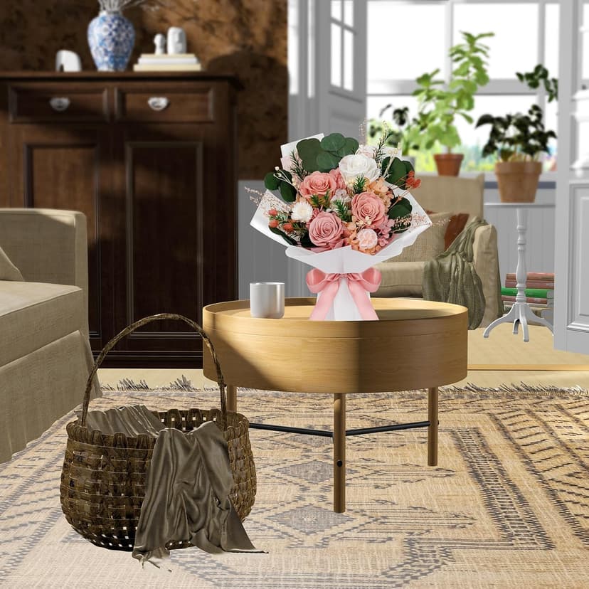 Perfectione Roses 4 Roses Mixed Bouquet for Mother's Day, Flowers for Delivery, Preserved Flowers Birthday Gift for Women Mom Wife Grandma Her, Dusty Rose