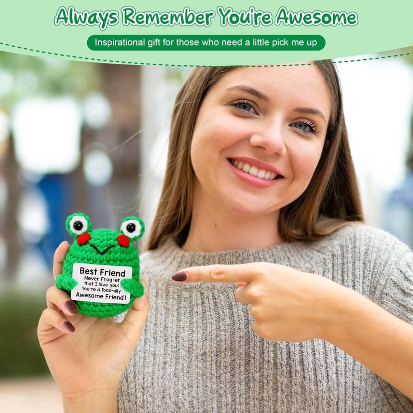 LEJIAJINW Friendship for Women Birthday Bestie BFF Sister, Birthday Gifts for Women Friends, Mini Cute Handmade Frog Positive Gift Ideas Christmas Thanksgiving Valentines Day for Her