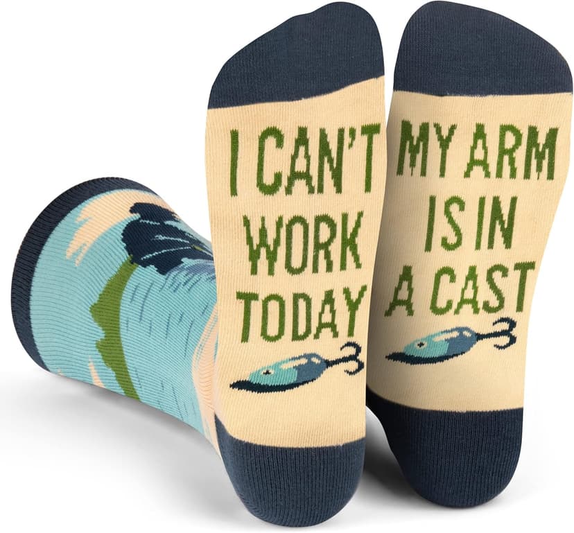Lavley Can’t Today My Arm Is In A Cast Socks - Funny Fishing Socks for Men - Hilarious Gift for Anglers and Outdoorsmen - One Size Fits Most