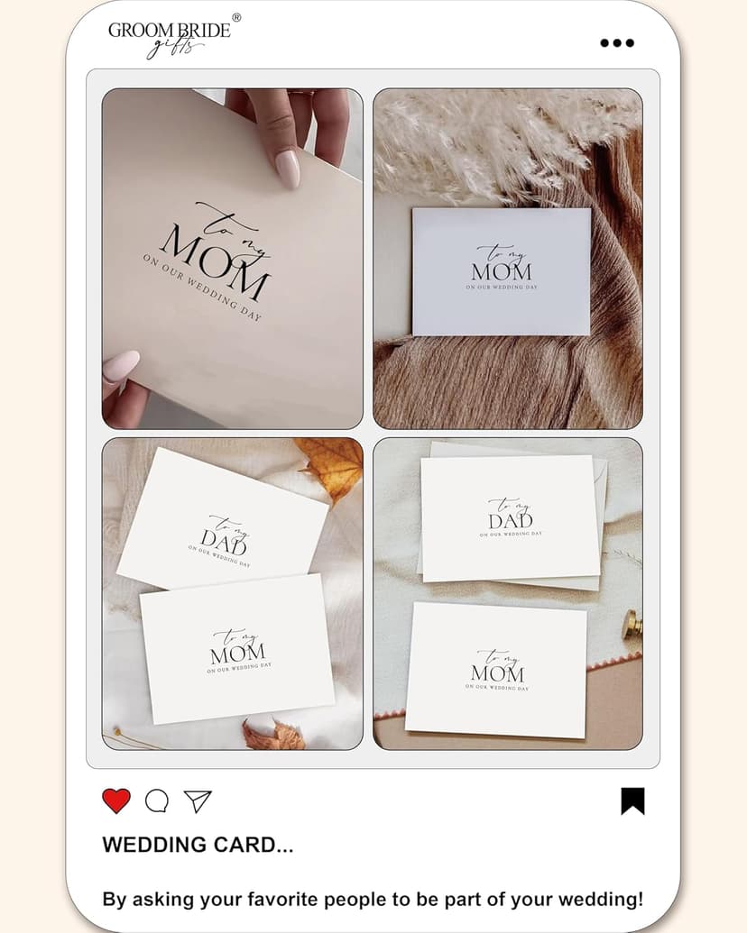 Set of 2 Wedding Day Card for Parents, To My Dad and Mom On Our Wedding Day, Parents Of The Bride/Groom Gifts. (Dad/Mom A)