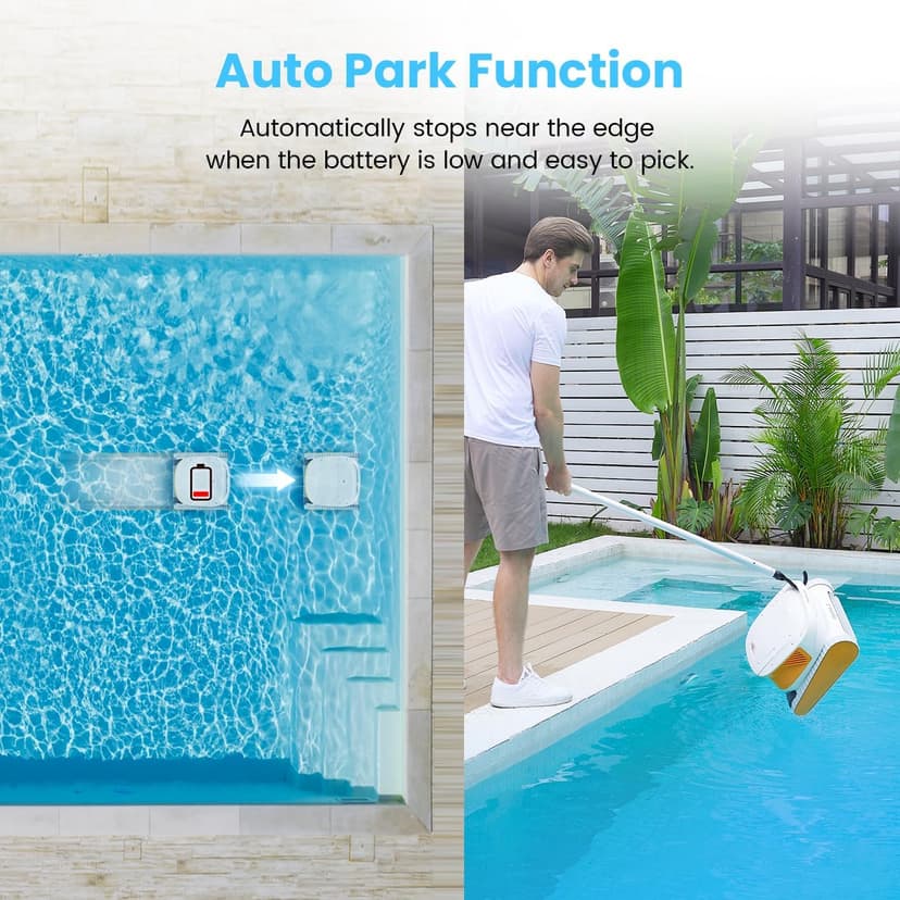 Hydro3 Robotic Pool Cleaner, 150W Cordless Pool Vacuum for Inground/upground Pool Max 861-1070 sq.ft, 200mins Runtime, 2xBrushless-Motor, 4.1L Filter Basket, Wall Climbing/Waterline Clean