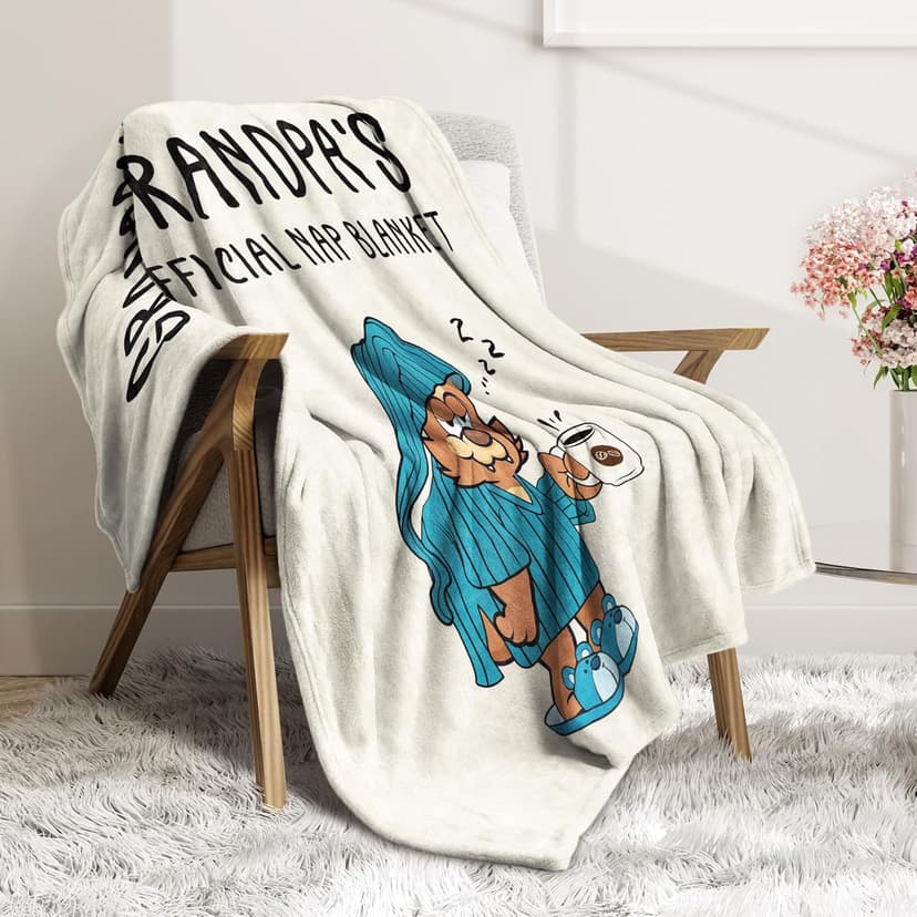 SteadStyle Grandpa Gifts, Blanket Gifts for Grandpa from Grandkids, Grandfather Birthday Gift, Thanksgiving, Christmas, Fathers Day, Fluffy Blanket for Papa, 60'' x 50'' (Beige)