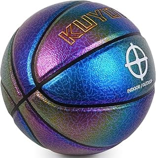 KUYOTQ Kids Youth Women Basketball - Shiny Purple Leather Size 3/4/5/6 - 22/25.5/27.5/28.5" Dazzle Textured Basketball for Boys and Girls (Deflated, Without Pump)