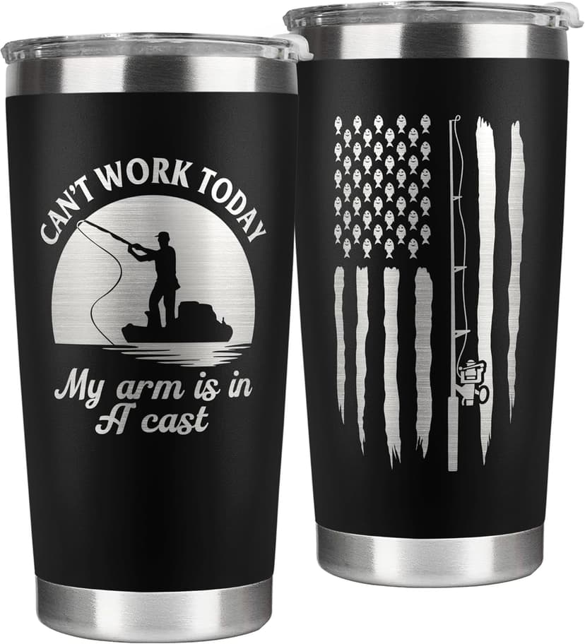 Fishing Gifts for Men - Gifts for Fisherman - Fisherman Gift for Men, Boys - Fishing Fathers Day Gift for Him - Fish Coffee Mug - 20 Oz Stainless Steel Tumbler