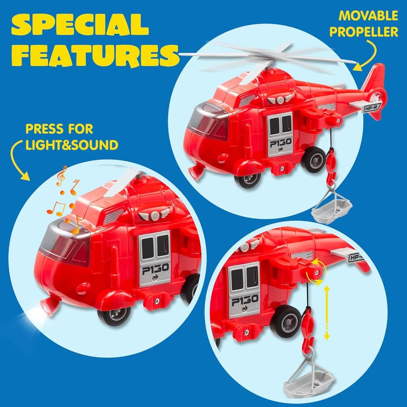 JOYIN Toddler Fire Truck Toys for 3 4 5 6 7 Year Old Boys - Fire Engine, Emergency Vehicle, Kids Firetruck, Friction Powered Car with Lights and Sounds, Christmas Birthday Gifts for Boys Girls Age 3-9