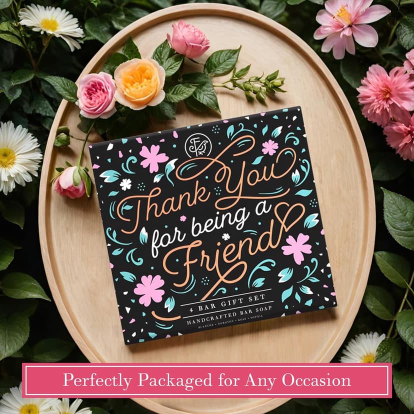 FinchBerry Thank You for Being a Friend Gift Set – Best Friends & Friendship Gifts for Women & Men – Includes 4 Handmade Natural Bar Soaps (4.5 oz Each)