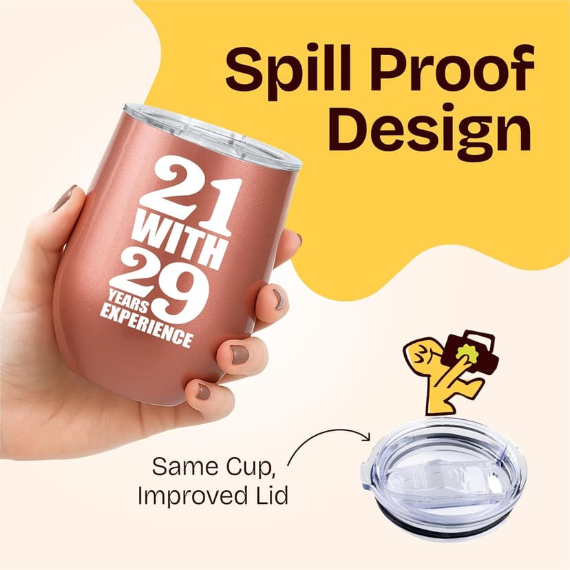 KLUBI 50th Birthday Gifts for Women Funny - 12 Ounce 21 with 29 years Experience Wine Glass 50th Birthday Gifts for Her, 50 Year Old Gift, 1975 Birthday Gifts For Women Turning 50