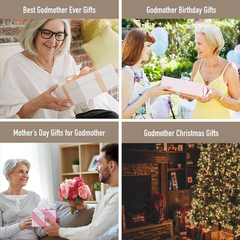 Best Godmother Ever Mug 12 Ounces Ceramic Coffee Cup Floral Beige with Keychain, Gift for Godmother Birthday, Mother’s Day, Christmas from Godchild