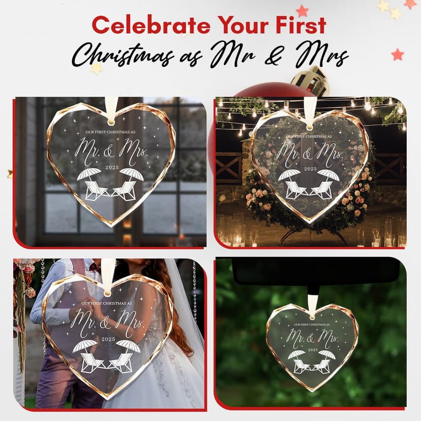 Wedding Gifts - Mr and Mrs Gifts - Marriage Gift Ideas for Couples, Future Mr and Mrs Gift Ideas-Her Just Married Ornaments - Just Married Decorations Bridal Shower Ornaments(Beach)
