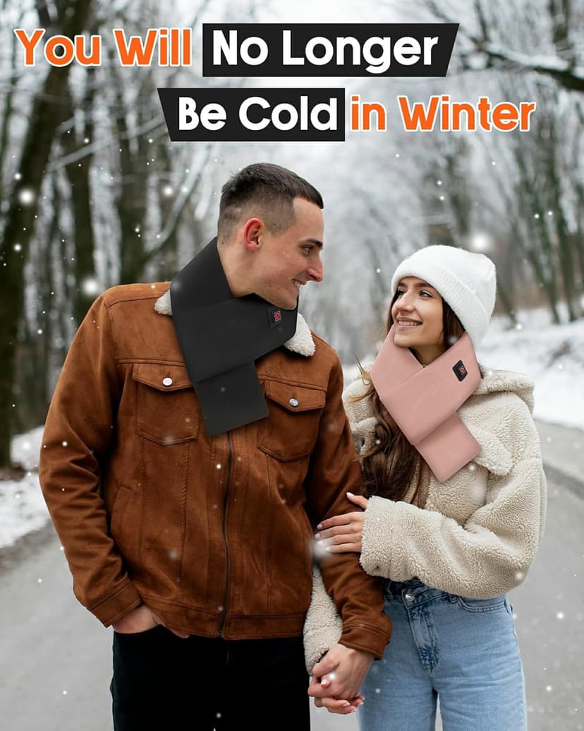 Genovega Women Men Heated Scarf with 6000mAh Battery,Portable Power Bank for Long Lasting Graphene Heating,Winter Warm Gifts