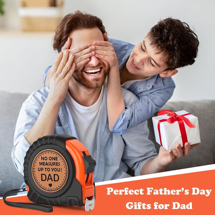 Gifts for Dad Birthday Christmas Dad Gifts from Daughter Son, Xmas New Dad Daddy Father Presents Useful Stuff, Best Dad Ever Gift, Father in Law Gift, Genuine Leather Engraved 25 FT Tape Measure Tools