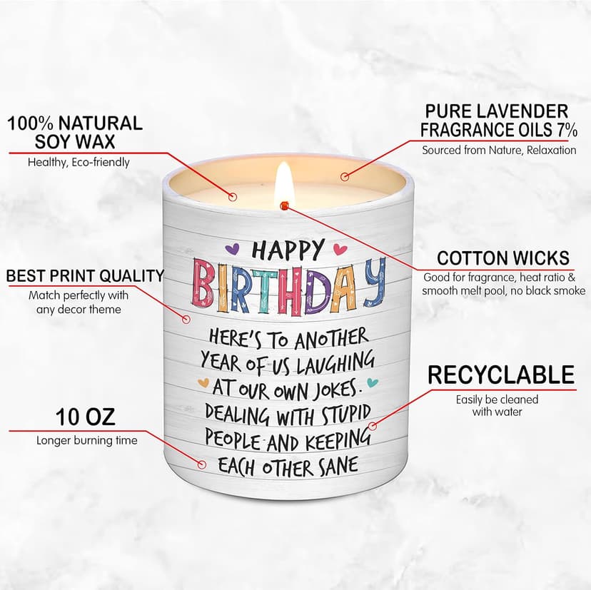 Unique Birthday Gifts for Women Friendship - Gifts for Best Friend Woman, Happy Birthday Candles for Bestie - BFF Gift for Women, Happy Birthday Gift for Friend Scented Candles