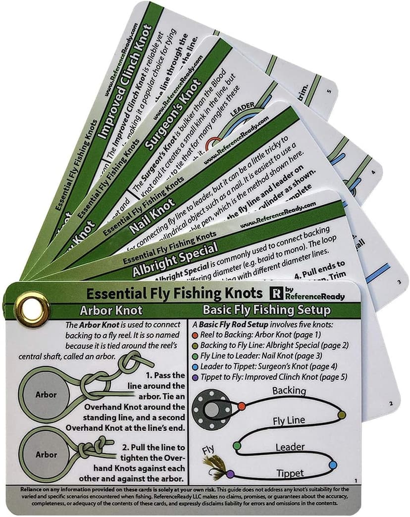 Fly Fishing Knot Cards - Waterproof Guide to 14 Essential Fly Fishing Knots - Includes Mini Carabiner