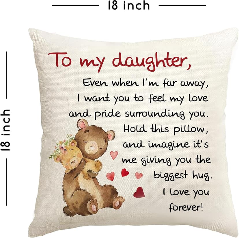 Daughter Gifts from Mom18x18 Throw Pillow Cover - Best Daughter Ever from Mom & Dad, Birthday Gifts for Daughters, to My Beloved, Decorative Pillow Case for Her, Special Occasion Keepsake